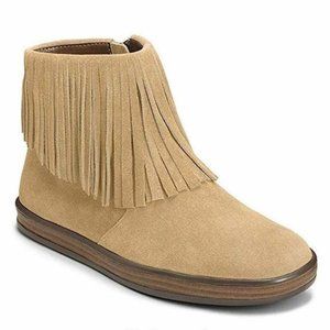 New Aerosoles 8 Suede Ankle Boot Moccasin Good Fun Fringe